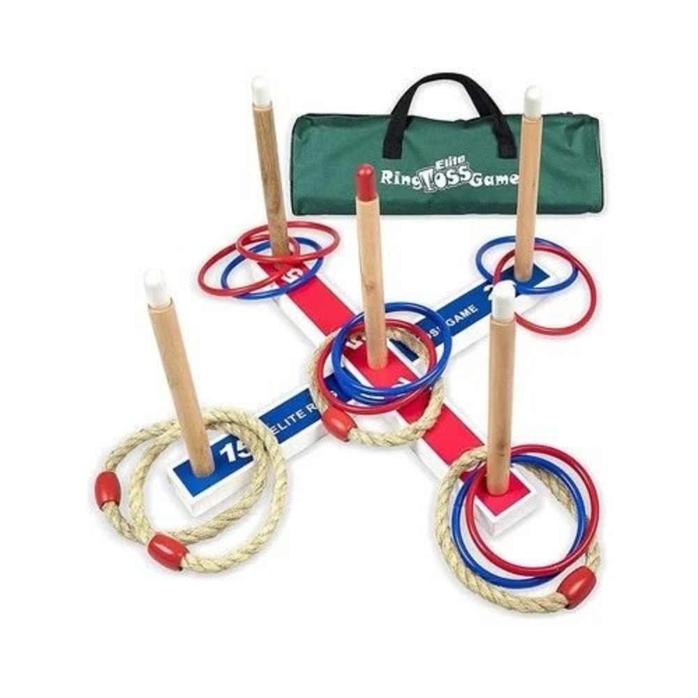 Outdoor Ring Toss Game Set with LED String Lights PVC Frame‎ Backyard Lawn Game